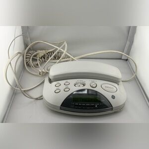 GE Bedroom Clock Radio Phone 2-9291 FM/AM Alarm 29291A Corded Handset White.